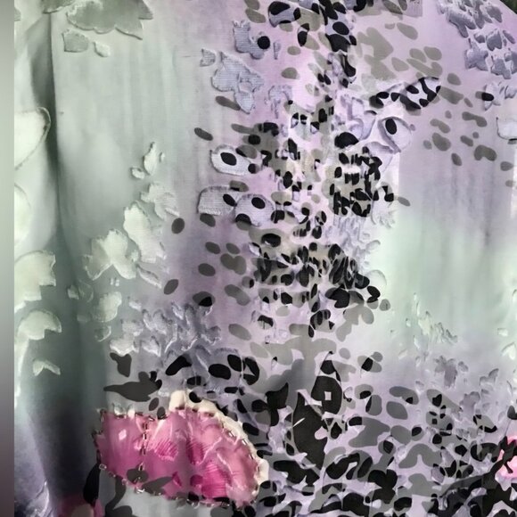 Vintage Anis A XL Blouse Velvet Burnout Blouse Bohemian Occasion Long Sleeve - Picture 6 of 7